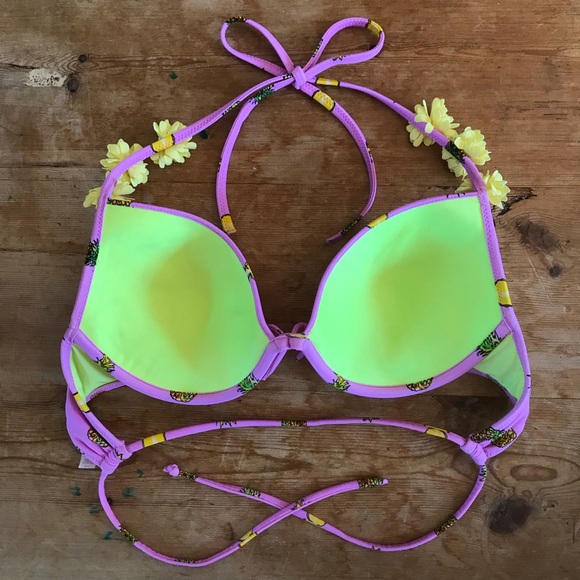 Sold Victoria’s Secret Pineapple Halter Bikini 34C - Picture 3 of 7